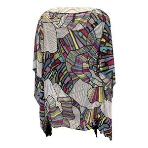 Bisou Bisou Michele Bohbot Women’s Sheer Poncho Top Y2K– Abstract Multicolor Pri